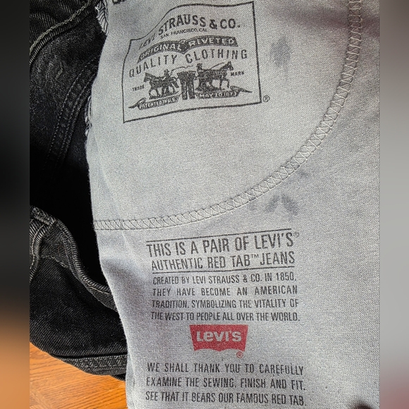 Levi’s 550 Relaxed Fit Mens Black Denim Jeans Size 38x32 100% Cotton - Picture 6 of 8